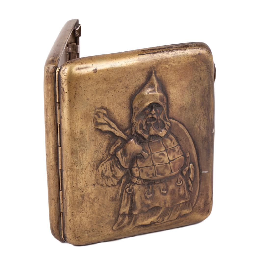 Russian Art Nouveau style brass cigarette case — image 3