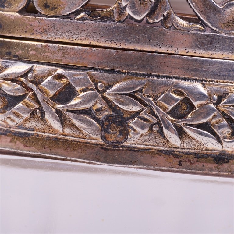 Glass bottle with silver cover. — image 6