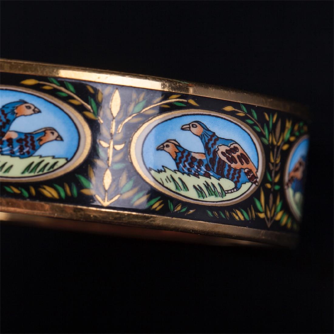 Hermes enamel pheasants printed bracelet with rims — image 2