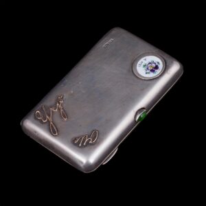 Russian silver cigarette case with Suomi flag — image 1