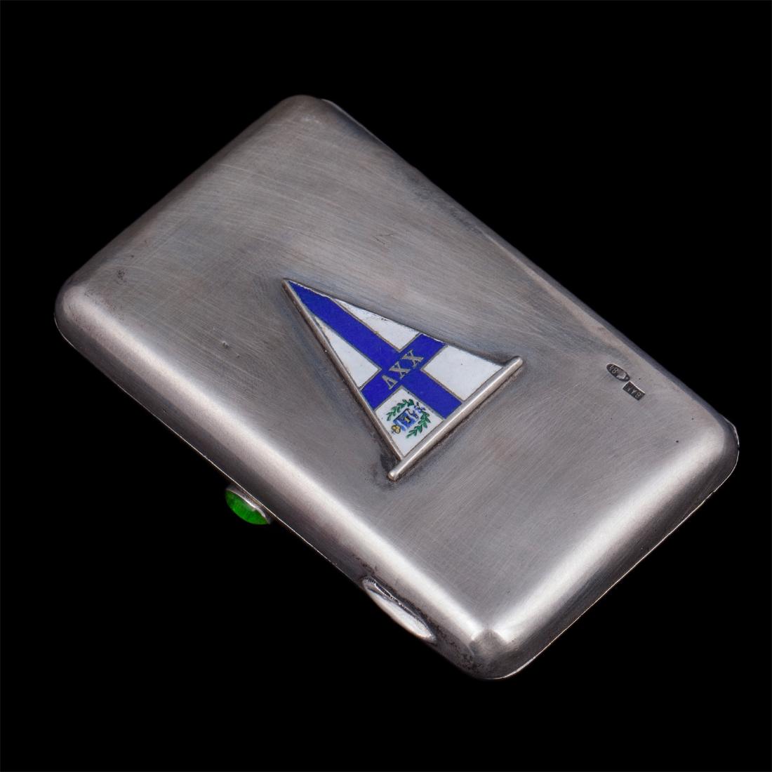 Russian silver cigarette case with Suomi flag — image 4