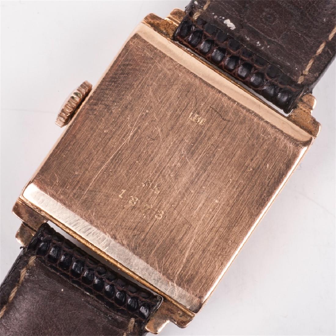 18K gold men's wristwatch on a leather strap — image 4