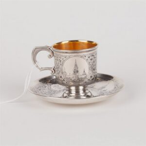 Cup on plate with views of Moscow. Moscow, 1908-1917. — image 2