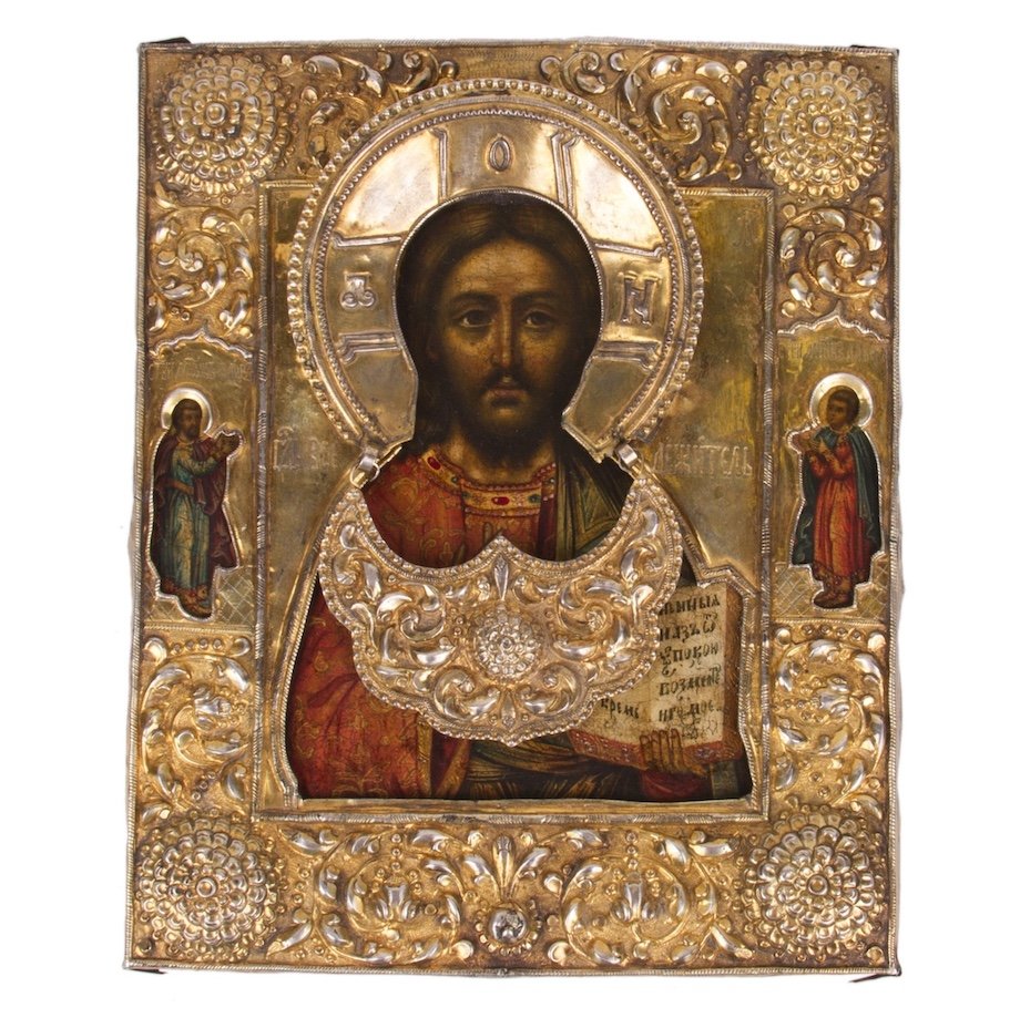 Fine Russian 18th century Icon of Christ Pantocrator — image 1