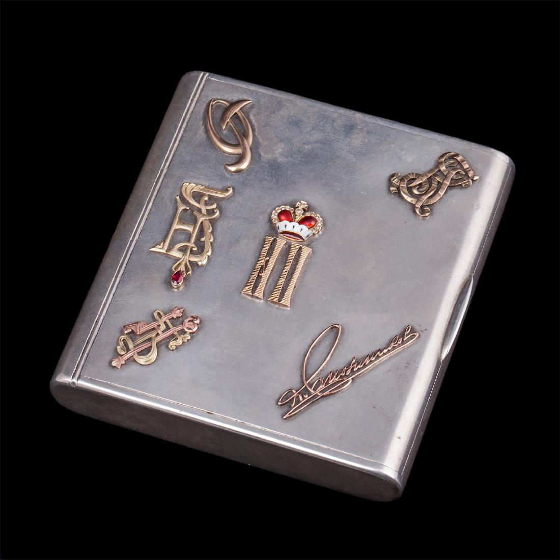 Russian cigarette case with Nicolay II monogram — image 1