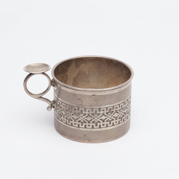 Russian silver glass holder. Workshop of I.Gubkin. — image 1