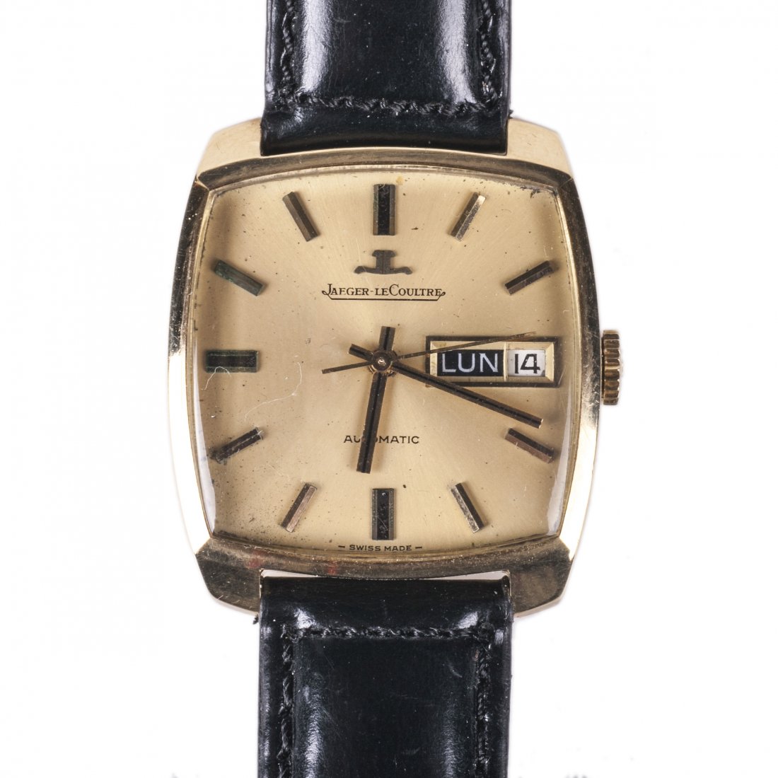Jaeger Le Coultre rectangular automatic gold wristwatch — image 1