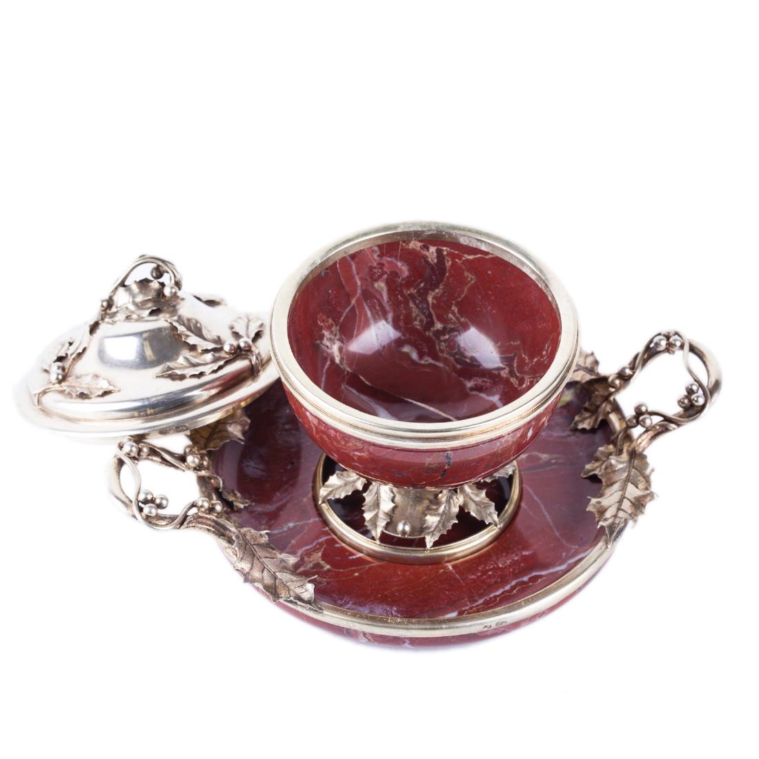 Elegant silver-gilt and jasper vase on the plate — image 4