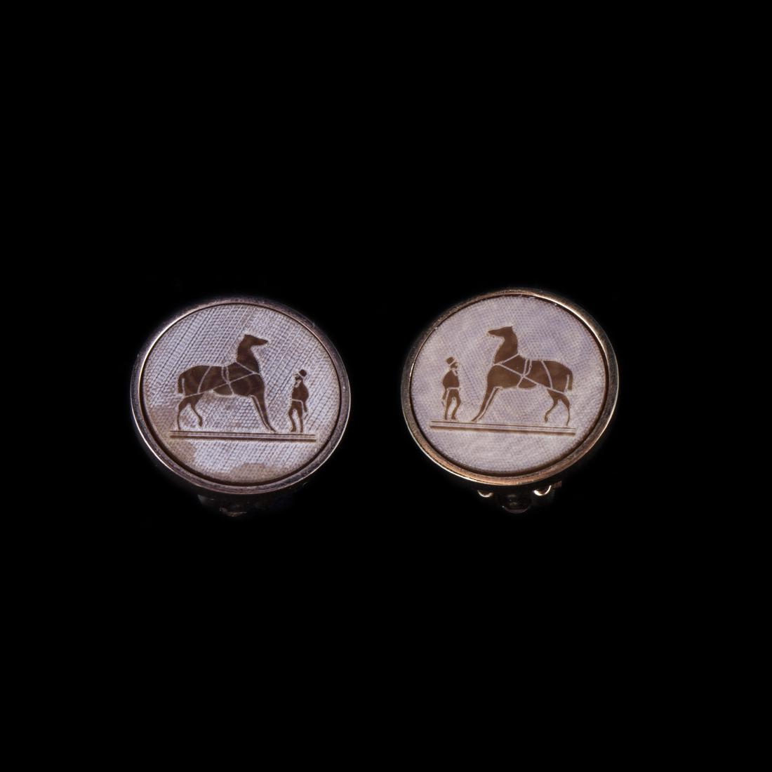 Hermes "Caleche" earclips, marked — image 1
