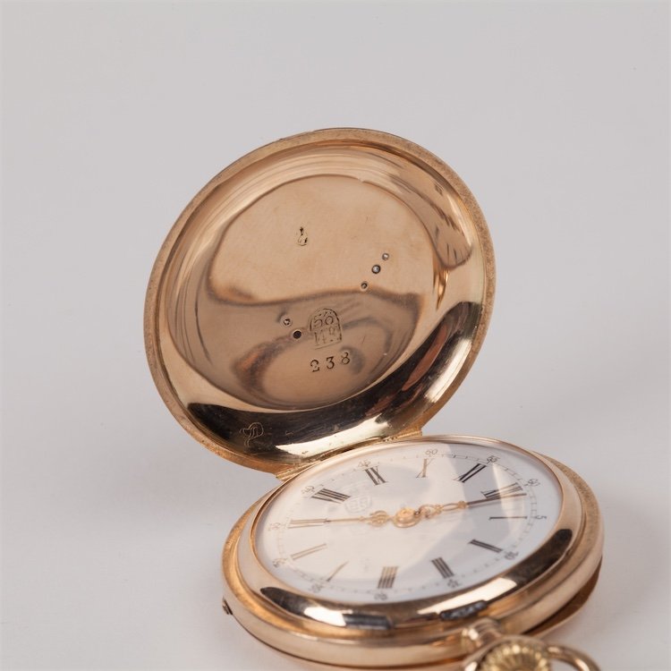 Gold pocket watch "Tissot and fils" with diamonds and — image 4