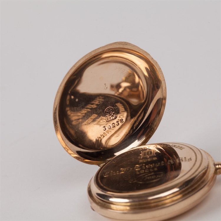 Gold pocket watch "Tissot and fils" with diamonds and — image 5