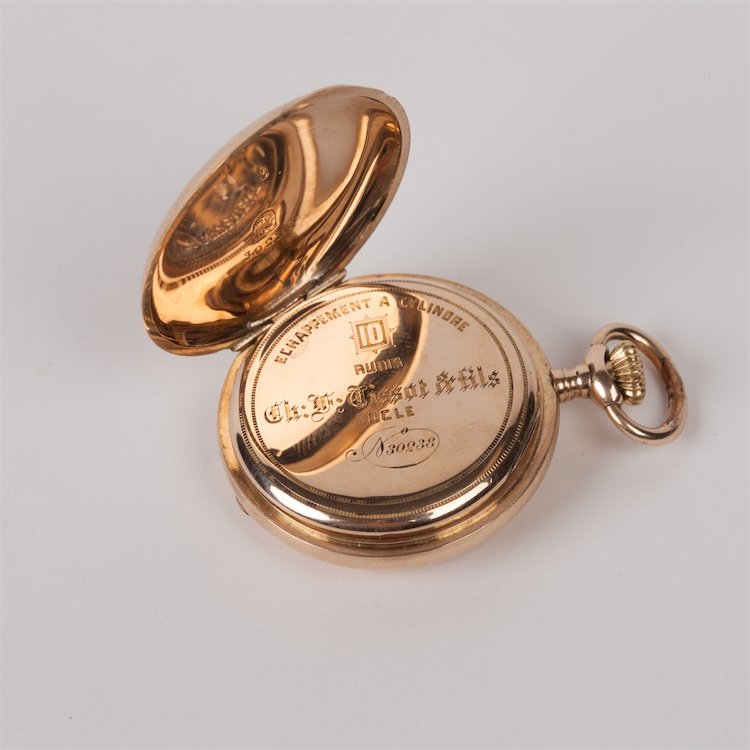 Gold pocket watch "Tissot and fils" with diamonds and — image 6