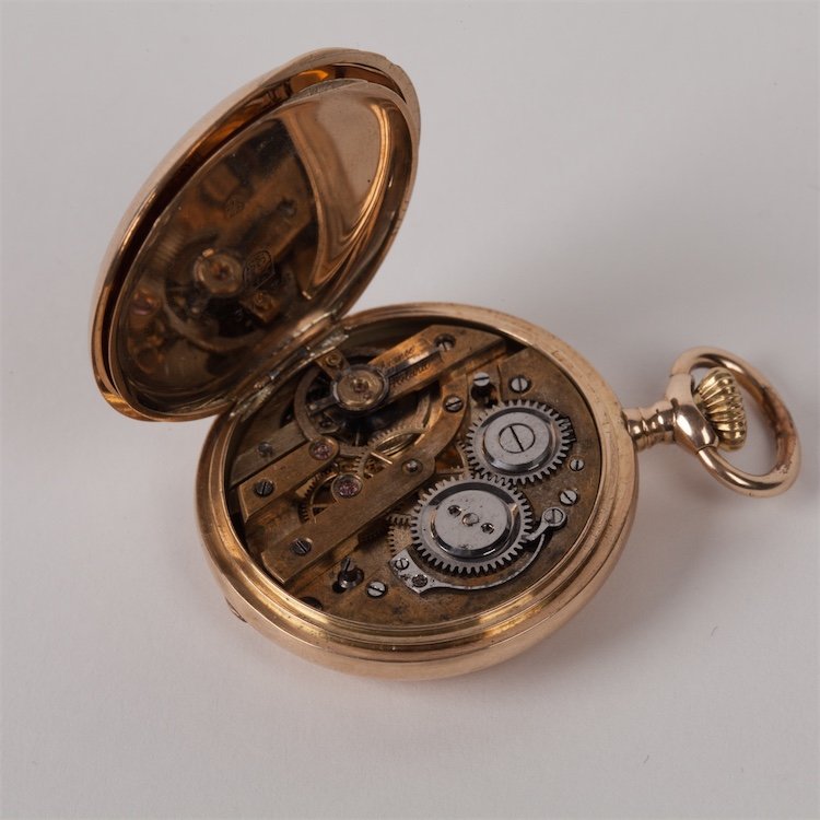 Gold pocket watch "Tissot and fils" with diamonds and — image 7