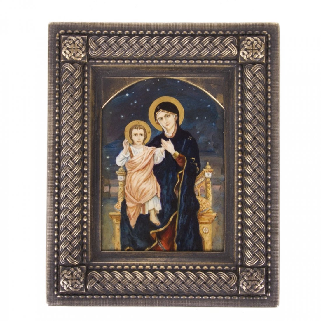 Rare Art nouveau style Russian icon of Mother of God — image 1