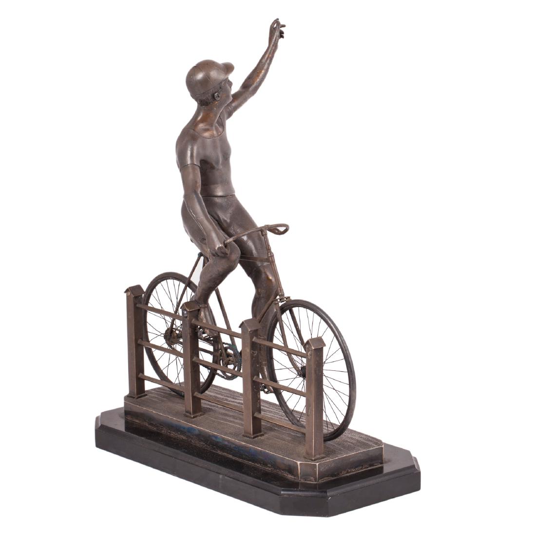 Rare cast silver cycling prize sculpture — image 3