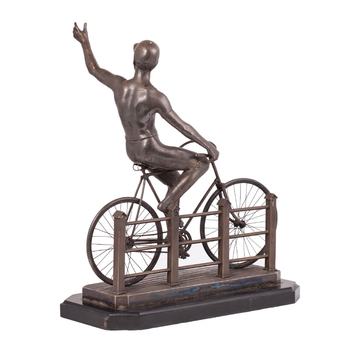 Rare cast silver cycling prize sculpture — image 4