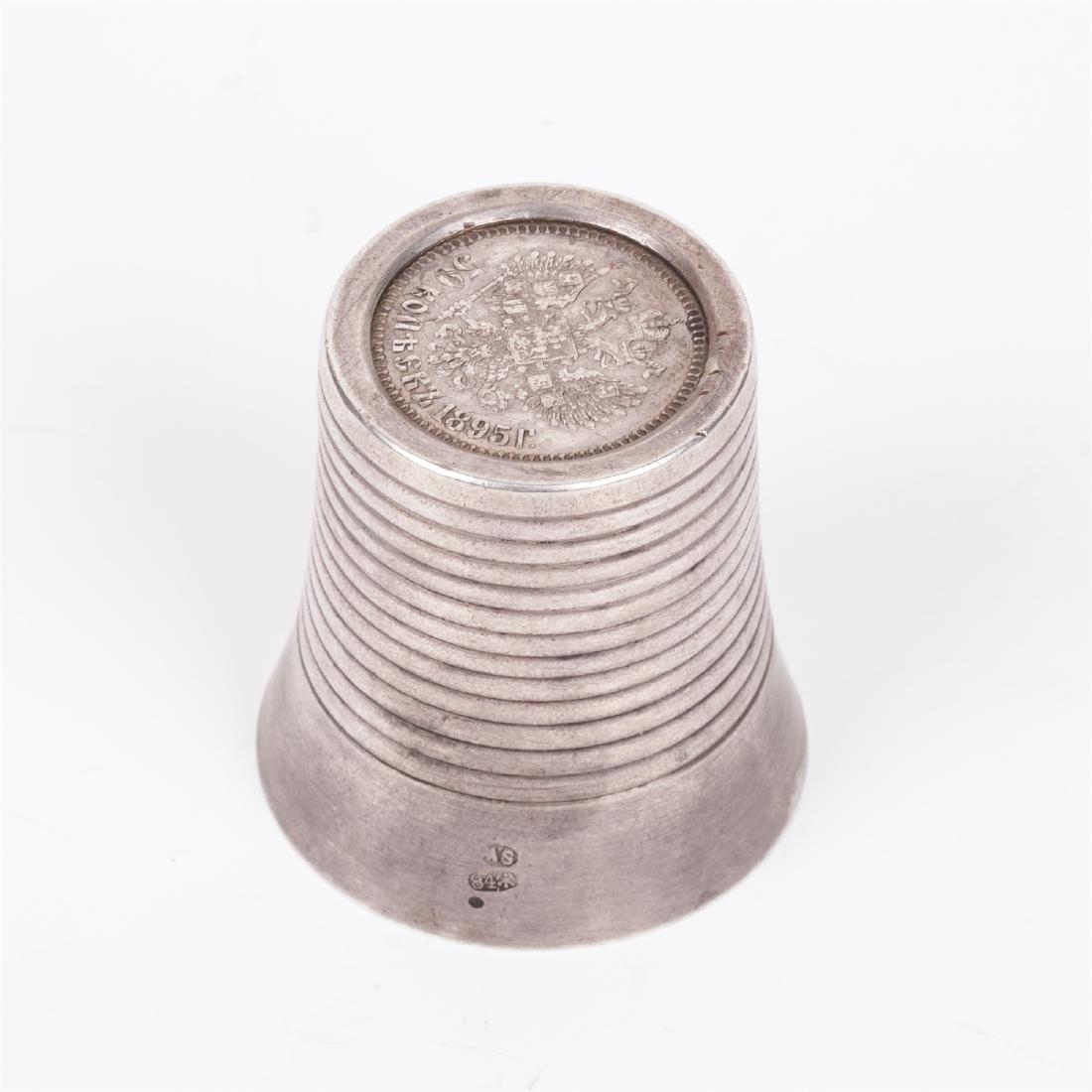 Russian silver beaker with a coin incrust — image 3