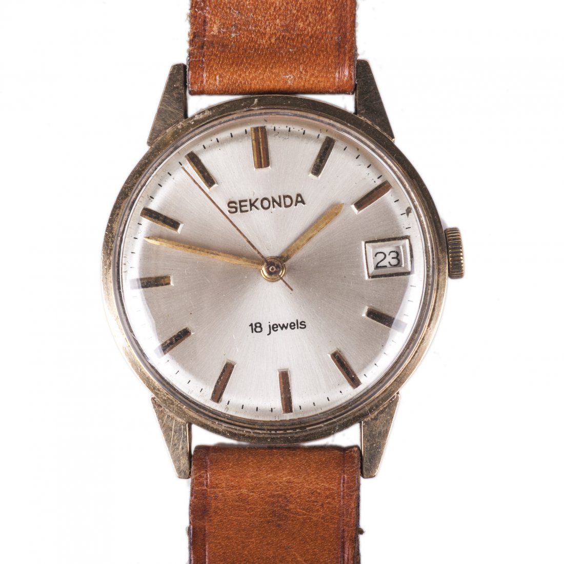 Sekonda gold mechanical men's wristwatch with calendar — image 1
