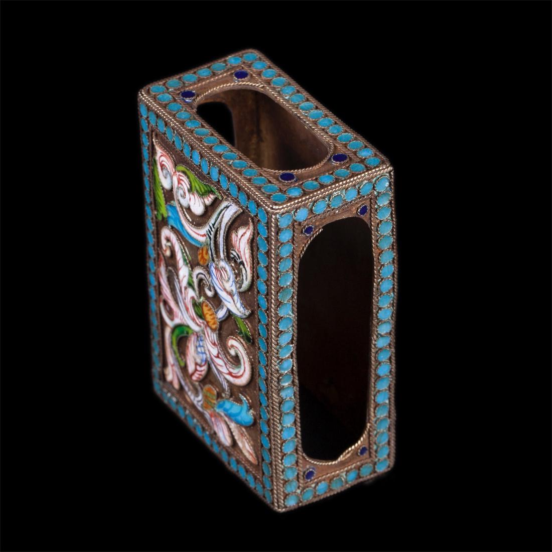 Russian silver and cloisonne enamel match-box — image 2