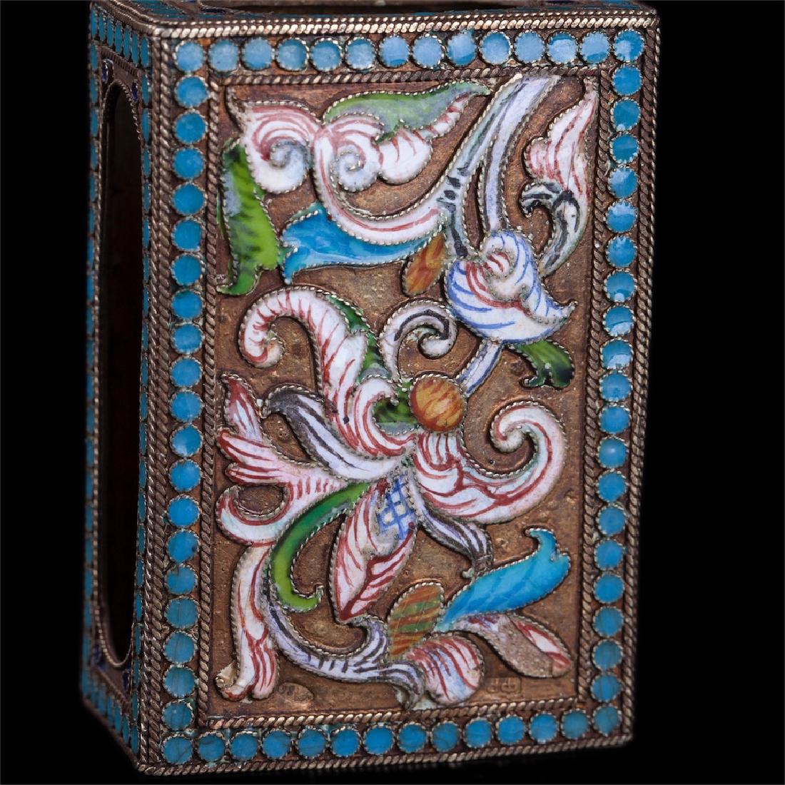 Russian silver and cloisonne enamel match-box — image 3