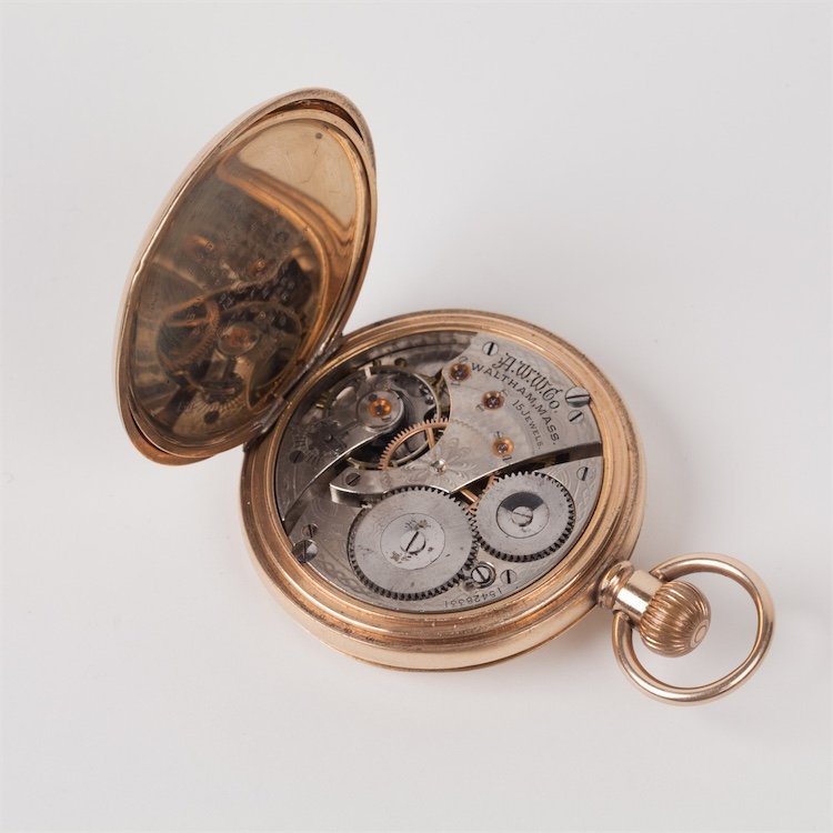 Gilded pocket watch "A.W.W.Co Waltham Mass". — image 6