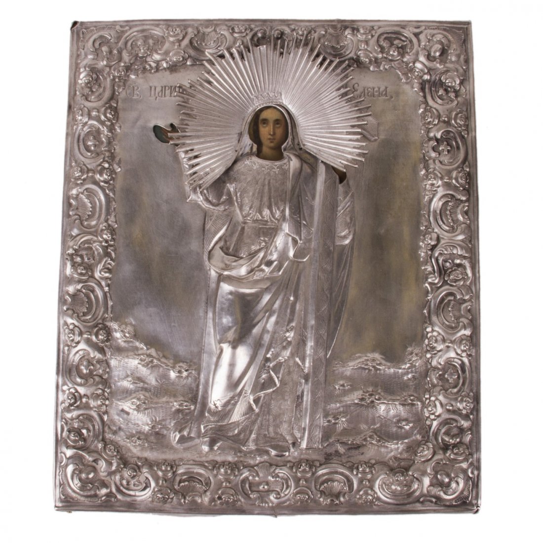Russian Icon of St. Elena in silver riza — image 2