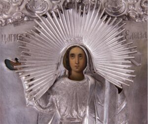 Russian Icon of St. Elena in silver riza — image 3