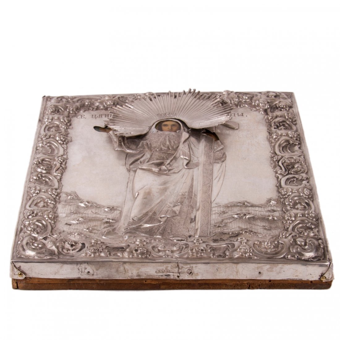 Russian Icon of St. Elena in silver riza — image 4