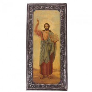 Rare Russian Icon of Christ in silver riza — image 1