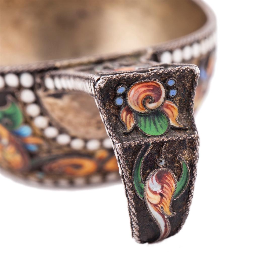 Russian silver-gilt and cloisonne enamel kovsh — image 3