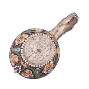 Russian silver-gilt and cloisonne enamel kovsh — image 6