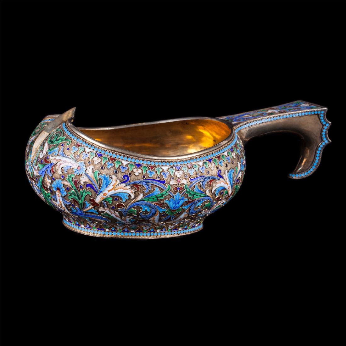 Grand silver-gilt and enamel presentation kovsh — image 1