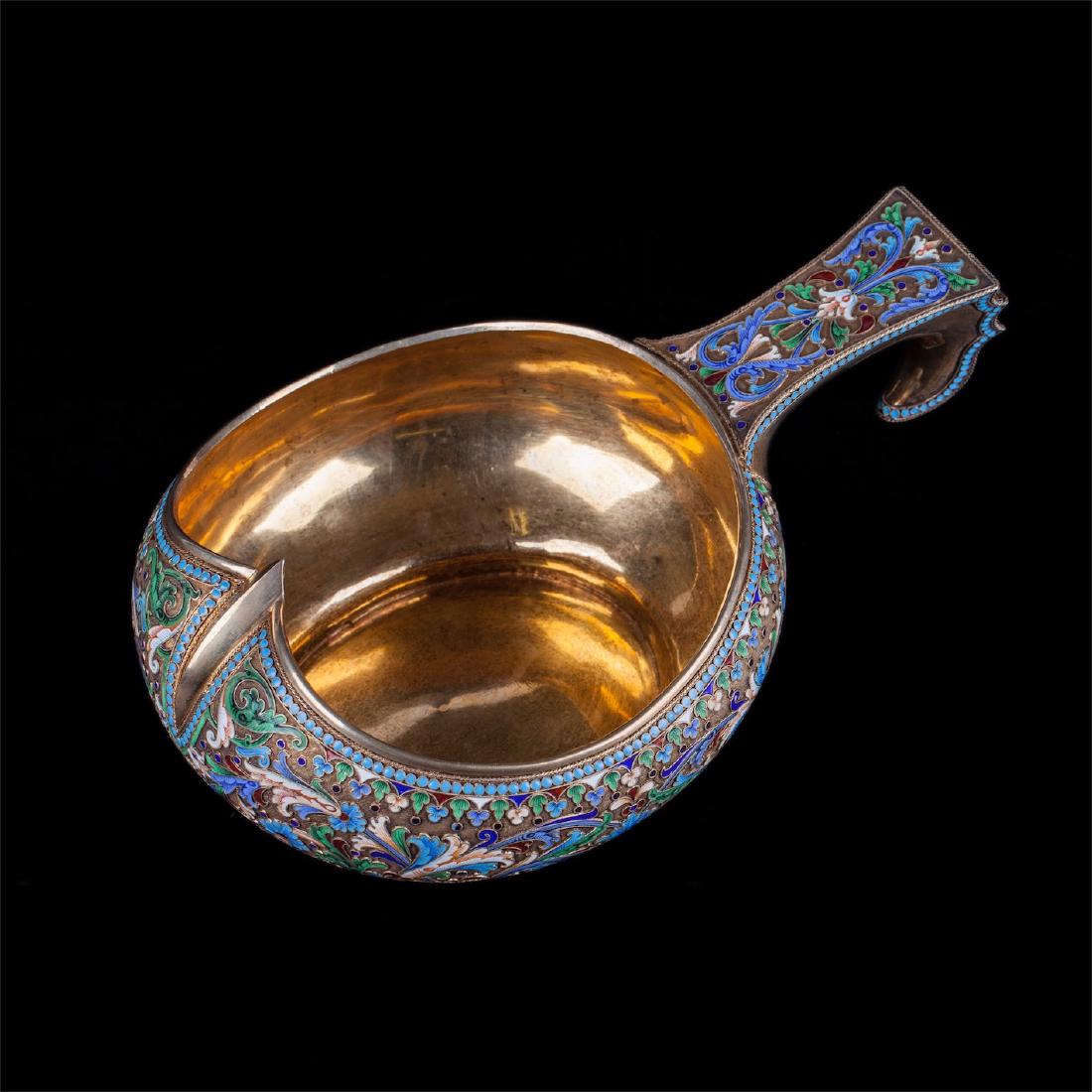 Grand silver-gilt and enamel presentation kovsh — image 10
