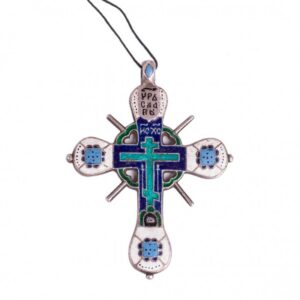 Russian 18th century enameled silver wearable cross — image 1