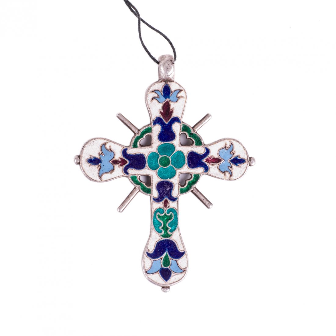 Russian 18th century enameled silver wearable cross — image 2