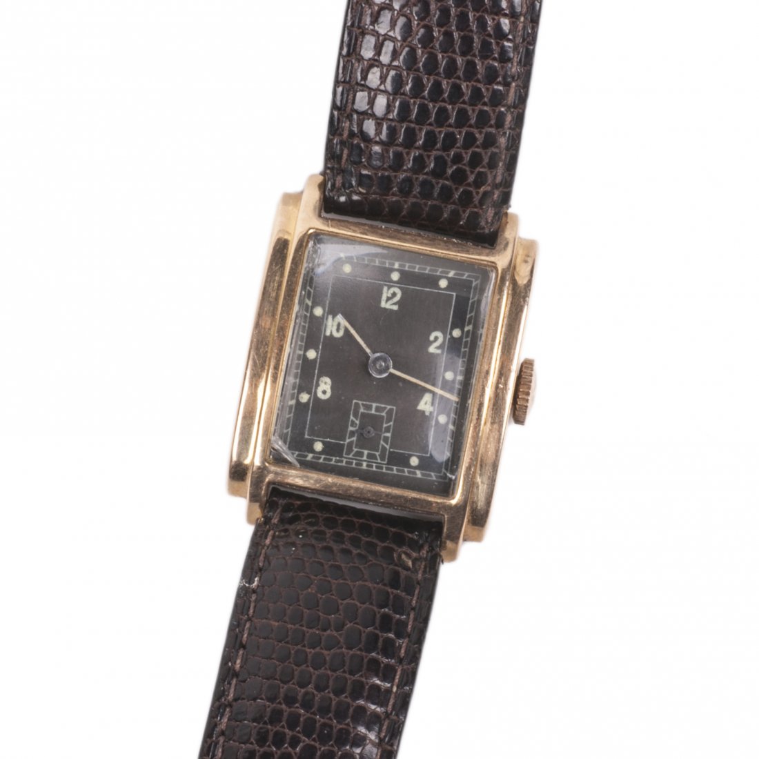 18K gold men's wristwatch on a leather strap — image 1