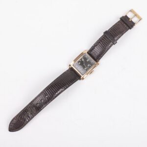 18K gold men's wristwatch on a leather strap — image 2