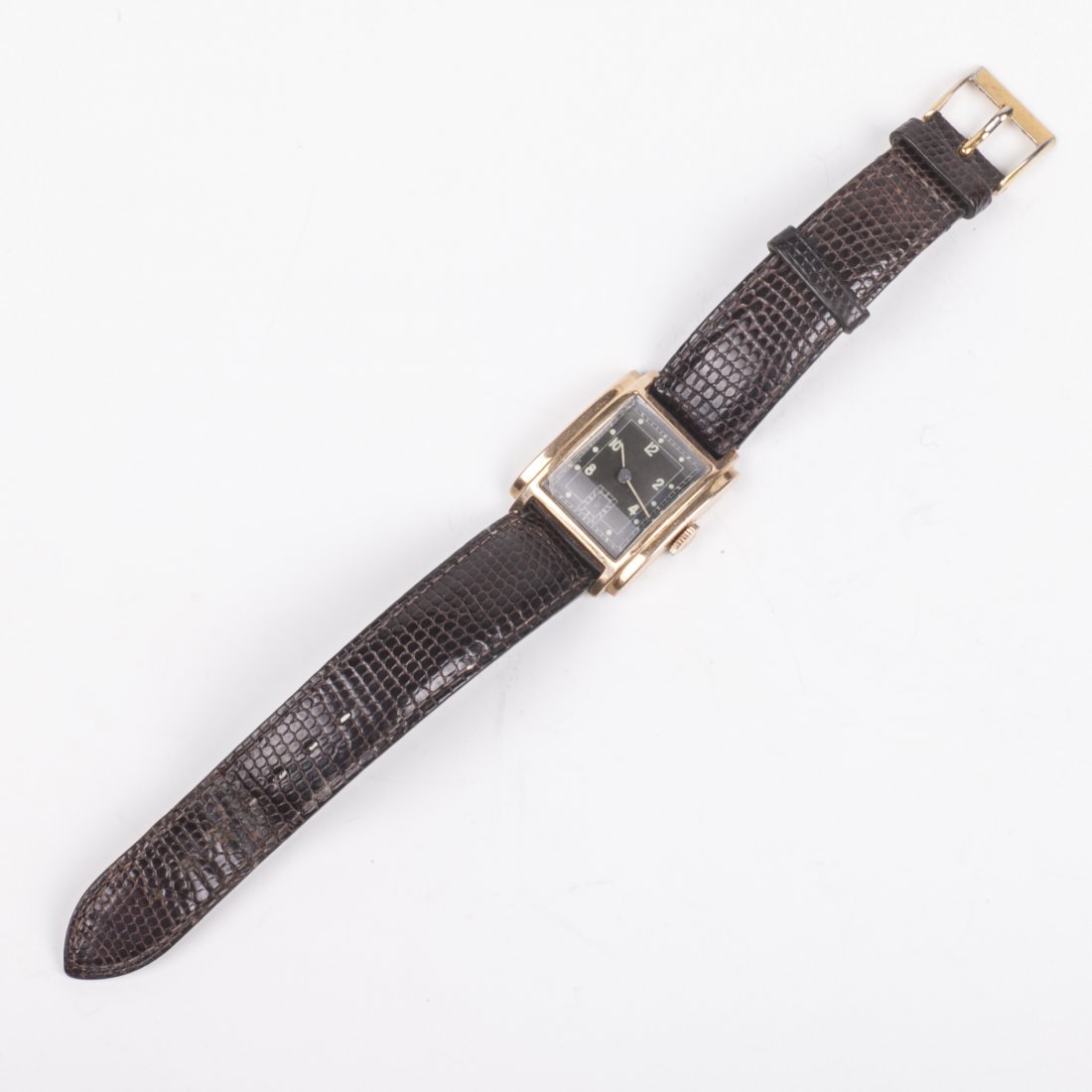 18K gold men's wristwatch on a leather strap — image 2