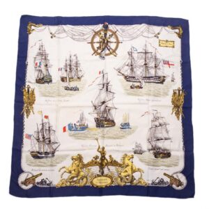 Rare Hermes "Vaisseaux et frégates" silk scarf. 1964 — image 1