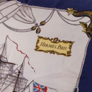 Rare Hermes "Vaisseaux et frégates" silk scarf. 1964 — image 3