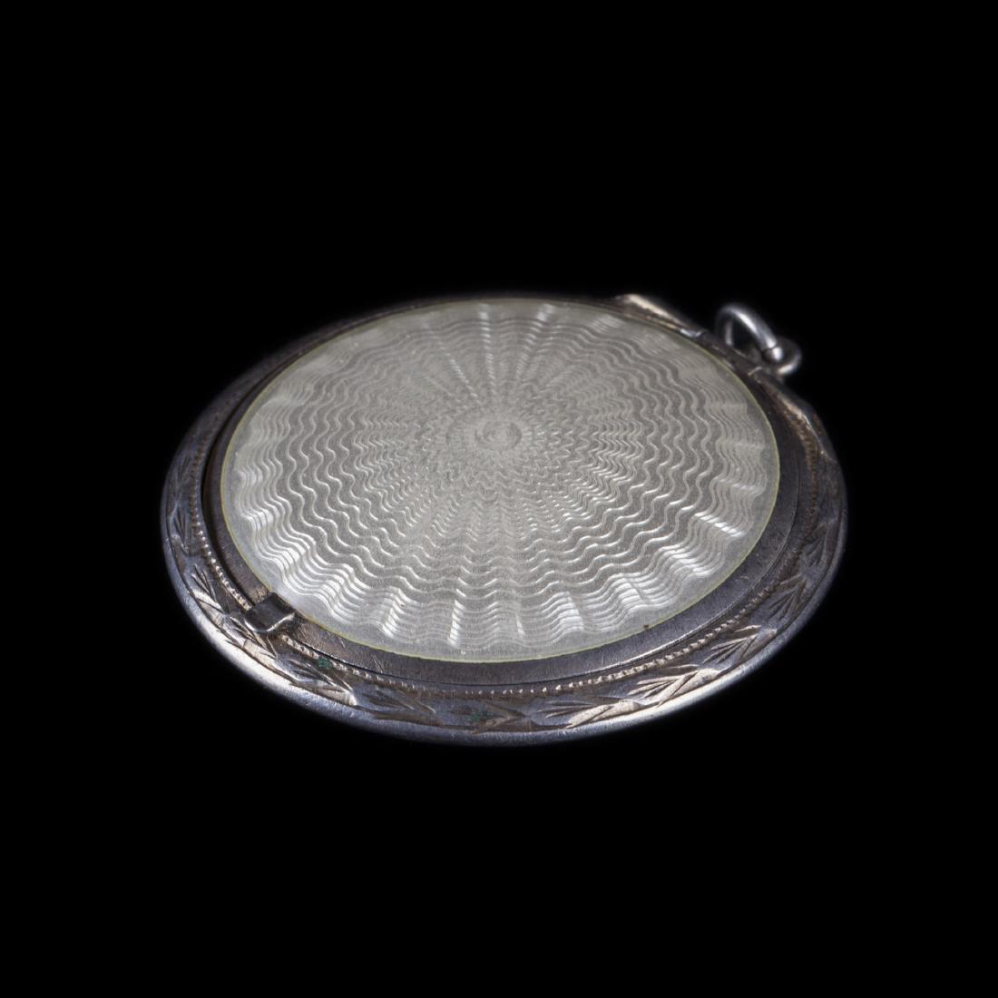 Russian engraved silver and guilloche enamel powder box — image 1