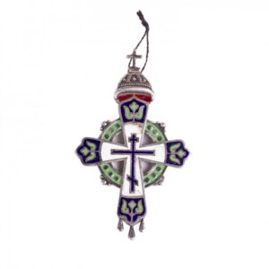 Russian silver and cloisonne enamel wearable cross — image 1