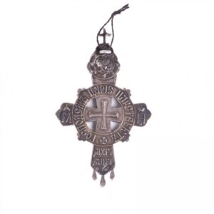 Russian silver and cloisonne enamel wearable cross — image 2