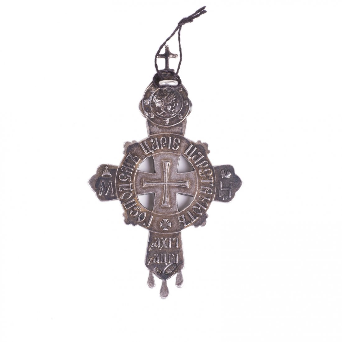 Russian silver and cloisonne enamel wearable cross — image 2