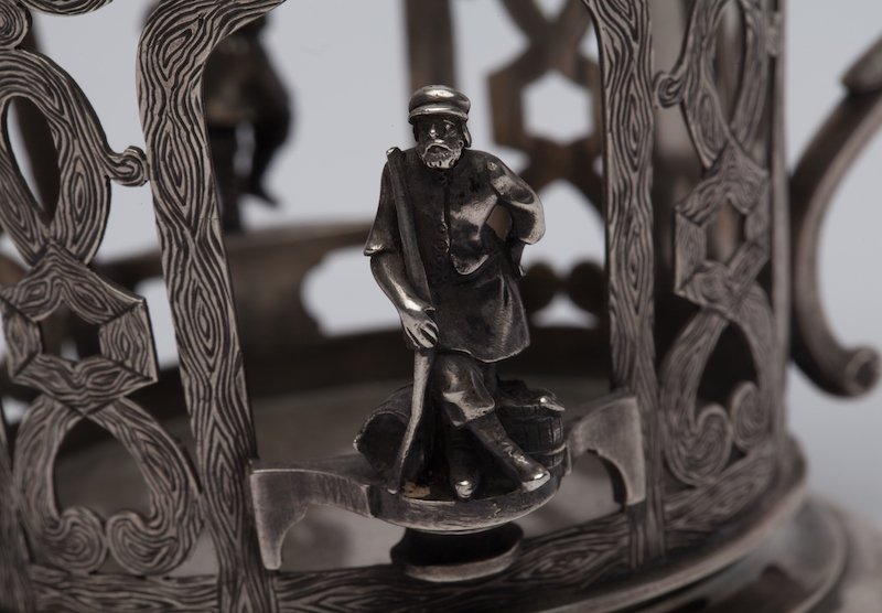 Russian style glass-holder with a peasant theme. 1869y. — image 2