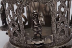 Russian style glass-holder with a peasant theme. 1869y. — image 3