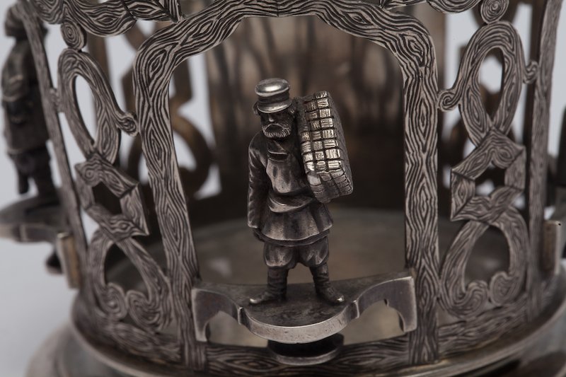 Russian style glass-holder with a peasant theme. 1869y. — image 3