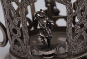 Russian style glass-holder with a peasant theme. 1869y. — image 4