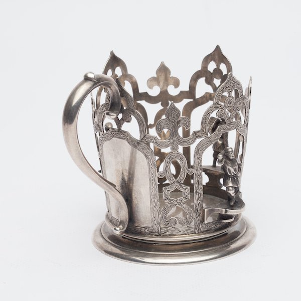Russian style glass-holder with a peasant theme. 1869y. — image 5