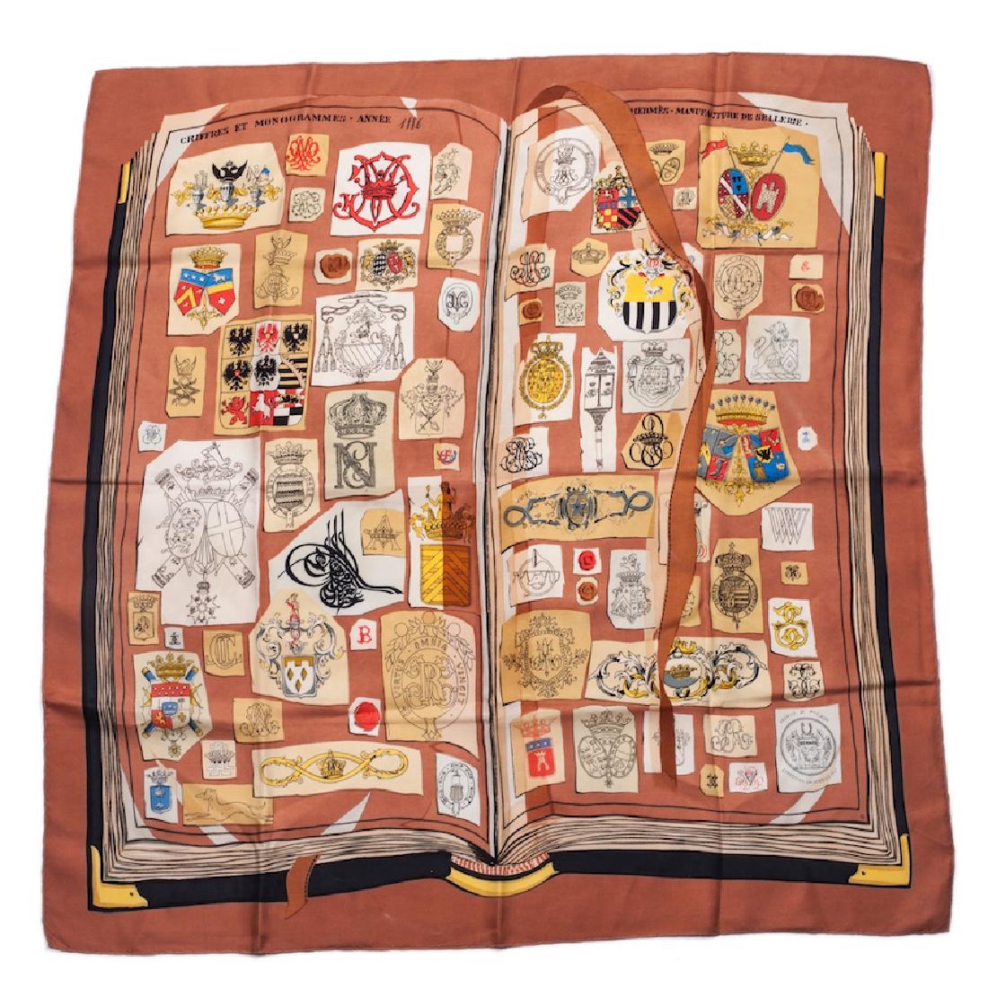 Hermes "Chiffres et monogrammes" silk scarf. 1962 — image 1
